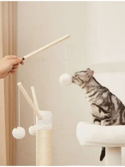 Kratzbaum in Weiß/ Braun - (B)58 x (H)140 x (T)50 cm