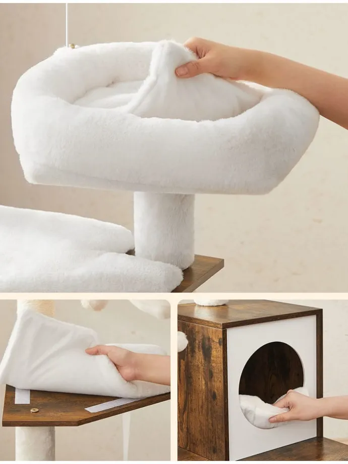 Kratzbaum in Weiß/ Braun - (B)58 x (H)140 x (T)50 cm