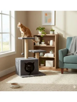 Kratzbaum "Lotti" in Anthrazit - (B)45 x (H)73 x (T)35 cm