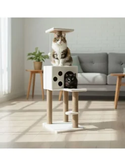 Kratzbaum "Orion" in Creme - (B)35 x (H)115 x (T)50 cm