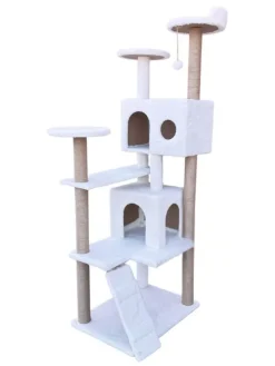 Kratzbaum "Siena" in Weiß - (B)60 x (H)165 x (T)45 cm