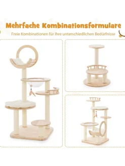 Kratzbaum Holz 146cm in Beige