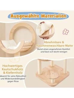 Kratzbaum Holz 146cm in Beige