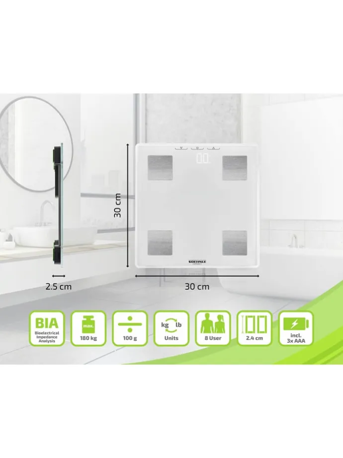 Körperanalysewaage "PWD Shape Sense Connect Lite" in Weiß - (L)30 x (B)30