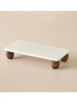 Kuchenplatte "Olmo" in Weiß/ Braun - (L)30 x (B)15 cm