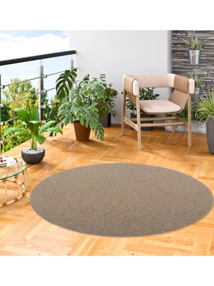 Kunstrasen Rasenteppich mit Noppen Kingston Rund in Beige