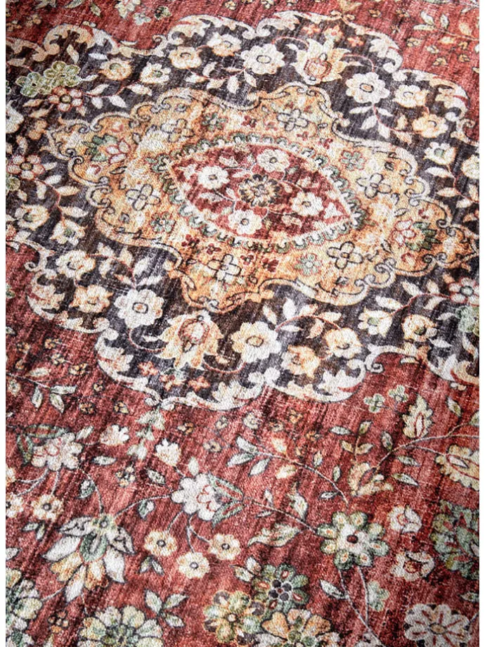 Kurzflor-Teppich "Asya" in Rot/ Blau