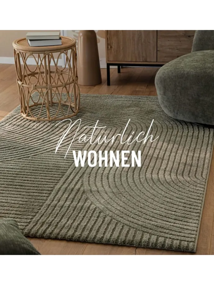 Kurzflorteppich Bolen in oliv grün