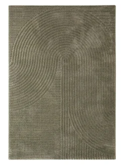 Kurzflorteppich Bolen in oliv grün