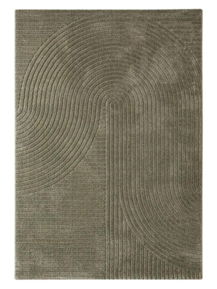 Kurzflorteppich Bolen in oliv grün