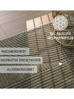 Kurzflorteppich Bolen in oliv grün