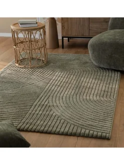 Kurzflorteppich Bolen in oliv grün