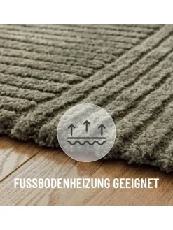 Kurzflorteppich Bolen in oliv grün