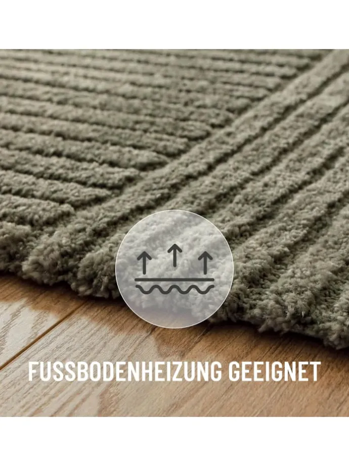 Kurzflorteppich Bolen in oliv grün