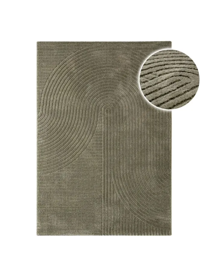 Kurzflorteppich Bolen in oliv grün