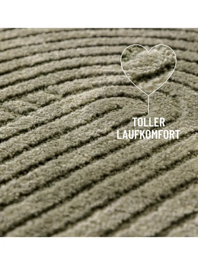 Kurzflorteppich Bolen in oliv grün