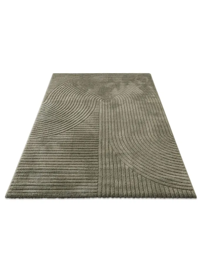 Kurzflorteppich Bolen in oliv grün
