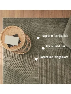 Kurzflorteppich Bolen in oliv grün