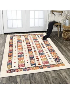 Kurzflor-Teppich "Els" in Bunt/ Creme