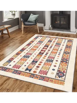 Kurzflor-Teppich "Els" in Bunt/ Creme