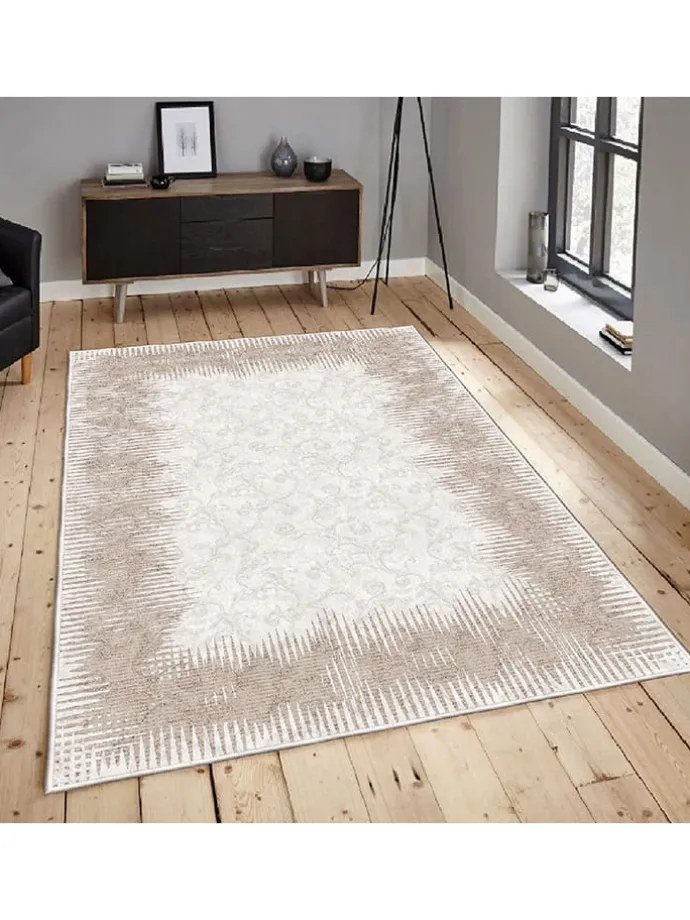 Kurzflor-Teppich in Beige