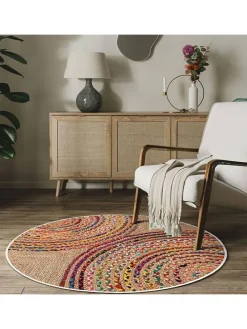 Kurzflor-Teppich in Beige/ Bunt