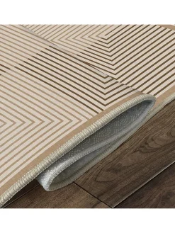 Kurzflor-Teppich in Beige/ Hellbraun/ Braun