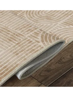 Kurzflor-Teppich in Beige/ Hellbraun