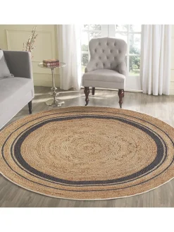 Kurzflor-Teppich in Beige/ Dunkelblau