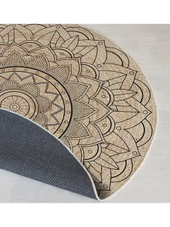 Kurzflor-Teppich in Beige/ Bunt