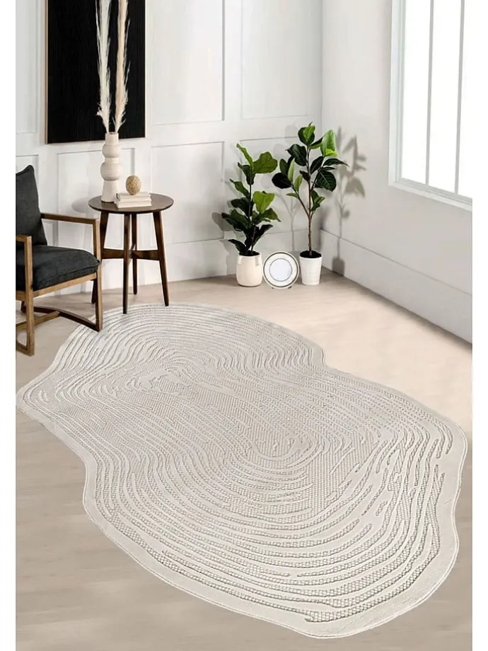 Kurzflor-Teppich in Creme