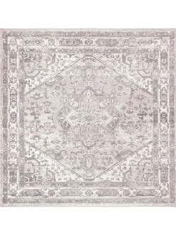 Kurzflor-Teppich in Creme/ Grau