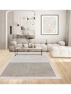 Kurzflor-Teppich in Creme/ Beige