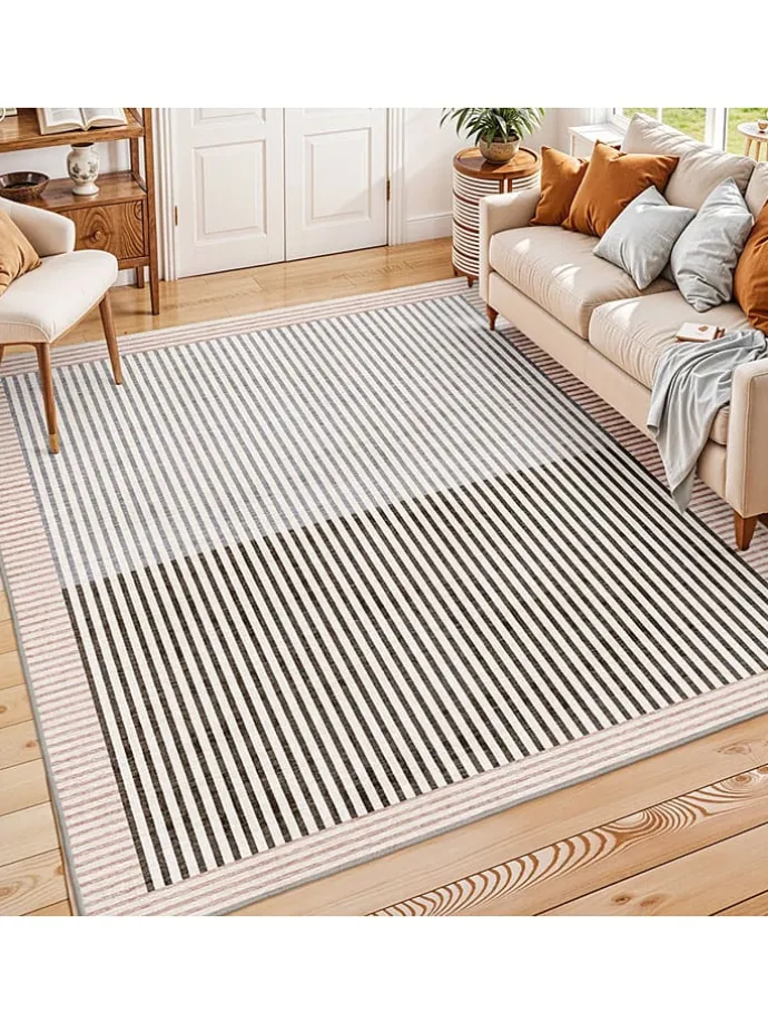 Kurzflor-Teppich in Creme/ Beige