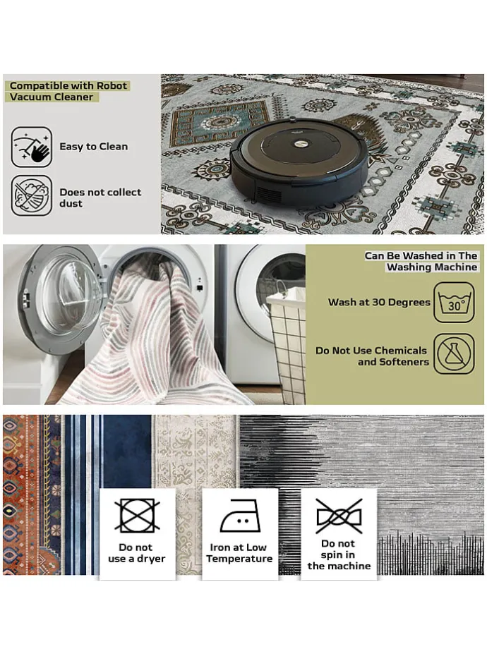 Kurzflor-Teppich in Creme/ Beige