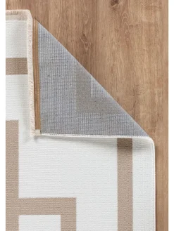 Kurzflor-Teppich in Creme/ Beige