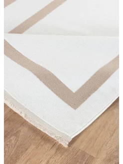 Kurzflor-Teppich in Creme/ Beige