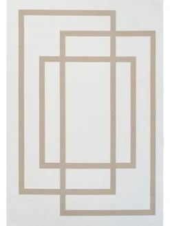 Kurzflor-Teppich in Creme/ Beige