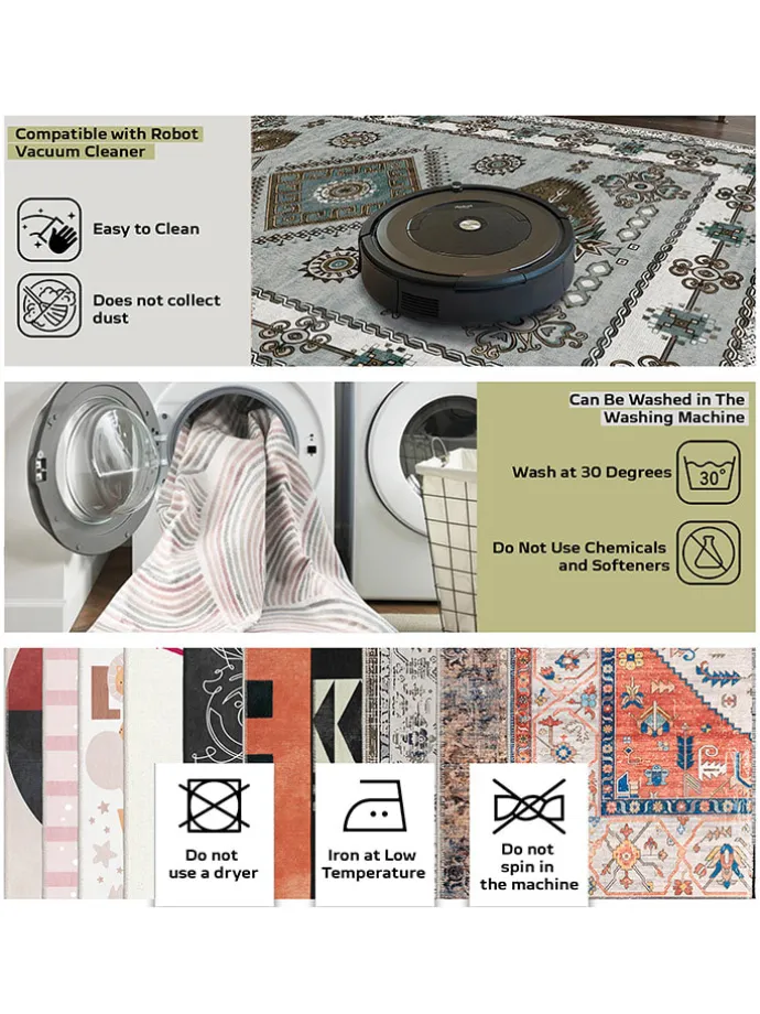 Kurzflor-Teppich in Creme/ Beige