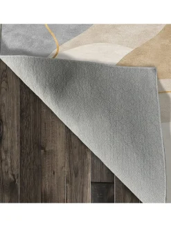 Kurzflor-Teppich in Creme/ Beige