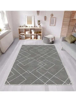 Kurzflor-Teppich in Grau