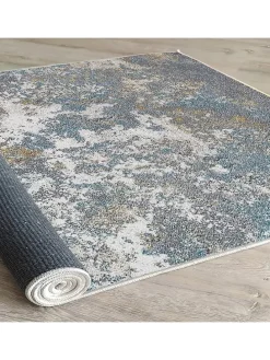 Kurzflor-Teppich in Grau/ Blau