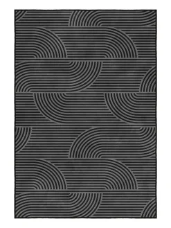 Kurzflor-Teppich in Grau/ Schwarz