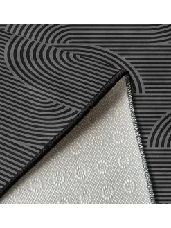 Kurzflor-Teppich in Grau/ Schwarz