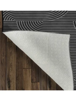 Kurzflor-Teppich in Grau/ Schwarz