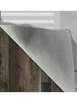 Kurzflor-Teppich in Grau/ Weiß