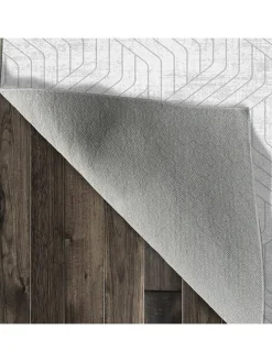 Kurzflor-Teppich in Grau/ Weiß