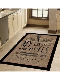 Kurzflor-Teppich in Hellbraun/ Schwarz