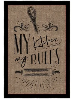 Kurzflor-Teppich in Hellbraun/ Schwarz