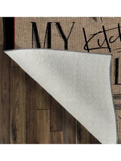 Kurzflor-Teppich in Hellbraun/ Schwarz